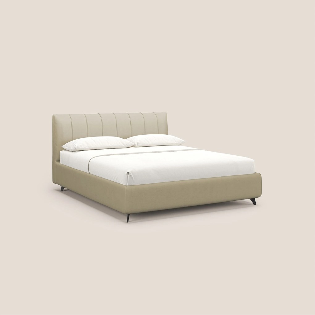 Bogart letto imbottito contenitore completamente sfoderabile in microfibra smacchiabile T11 panna