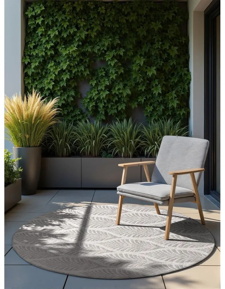 Tappeto da interno/esterno rotondo grigio/avorio ø 160 cm Duet Liora – NORTHRUGS