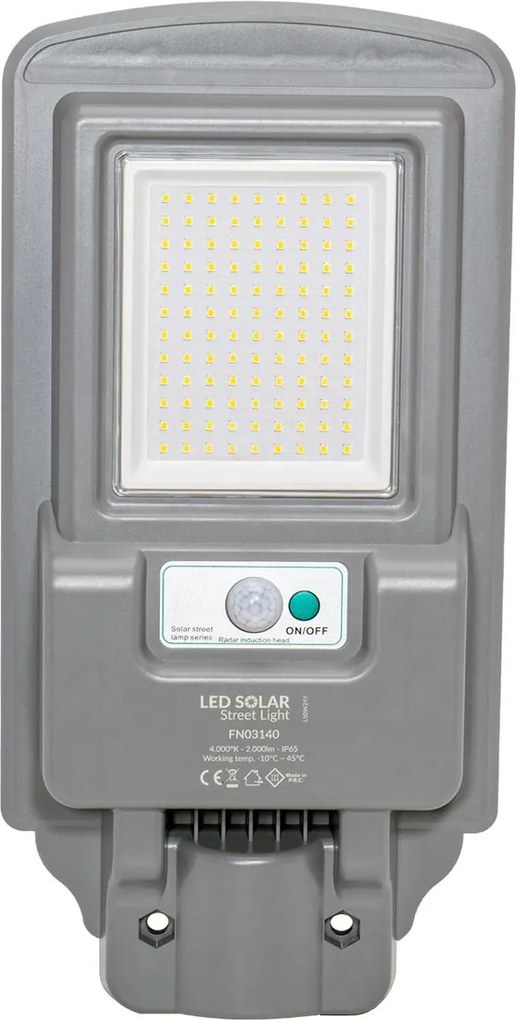 Armatura LED Solare 2000 lm Autonomia 12 ore con Telecomando e Braccio Colore Bianco Naturale 4.000K