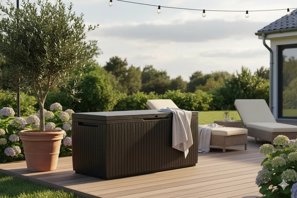 Baule Cassapanca da Esterno 123x57x54 cm in Resina Keter Springwood Marrone...