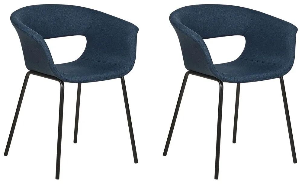 Set di 2 sedie da pranzo tessuto blu scuro ELMA Beliani