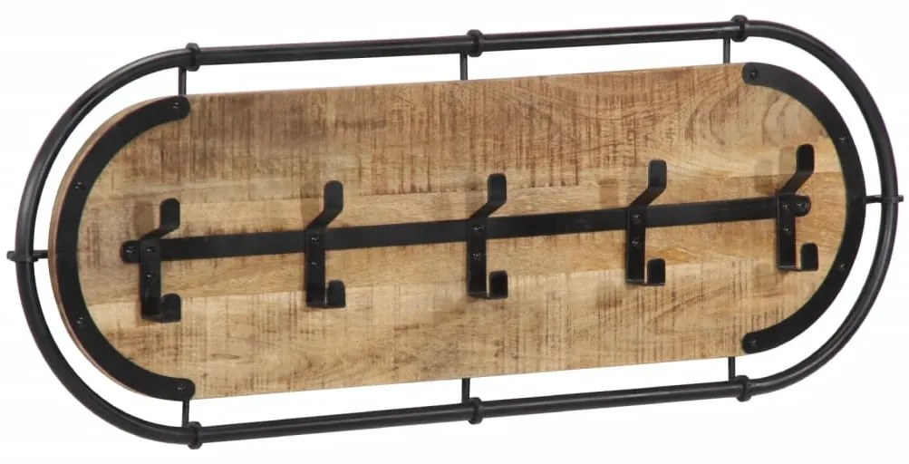 Appendiabiti Da Parete Con 5 Ganci İn Legno Massello Di Mango /