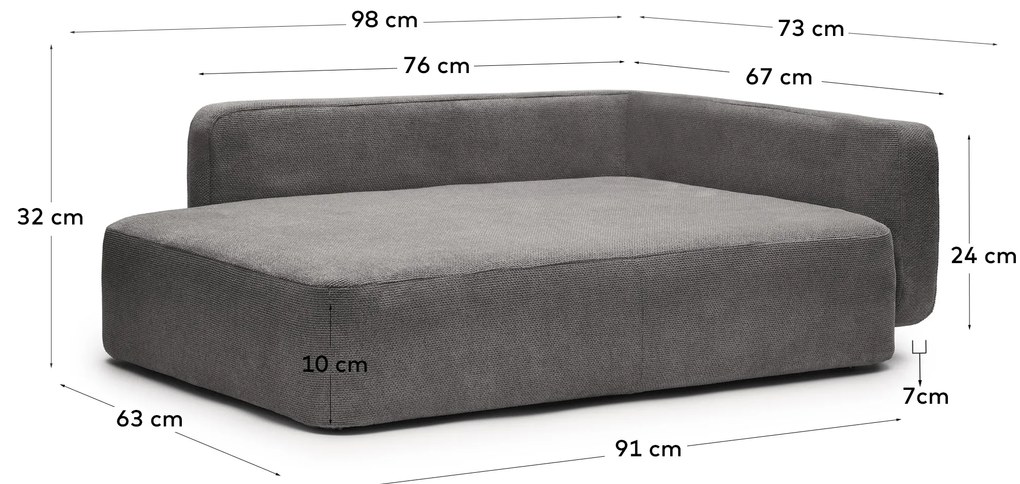 Kave Home - Cuccia per animali Bowie grigio scuro 73 x 98 cm