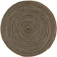 Tappeto Lavorato a Mano in Juta Design a Spirale Nero 90 cm cod mxl 69366