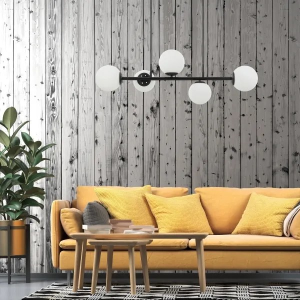 Lampadario a sospensione con cavo MADDIE 5xE14/5W/230V, nero