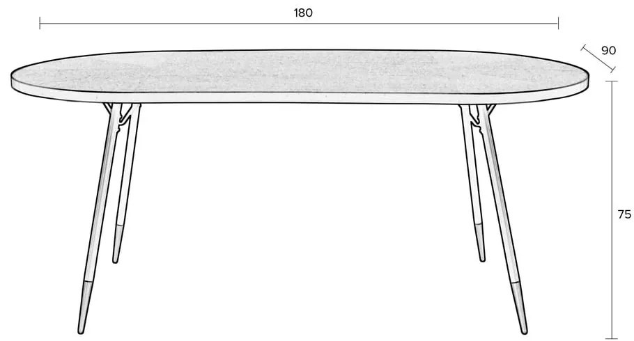 Tavolo da pranzo con piano in frassino 90x180 cm Denise - White Label