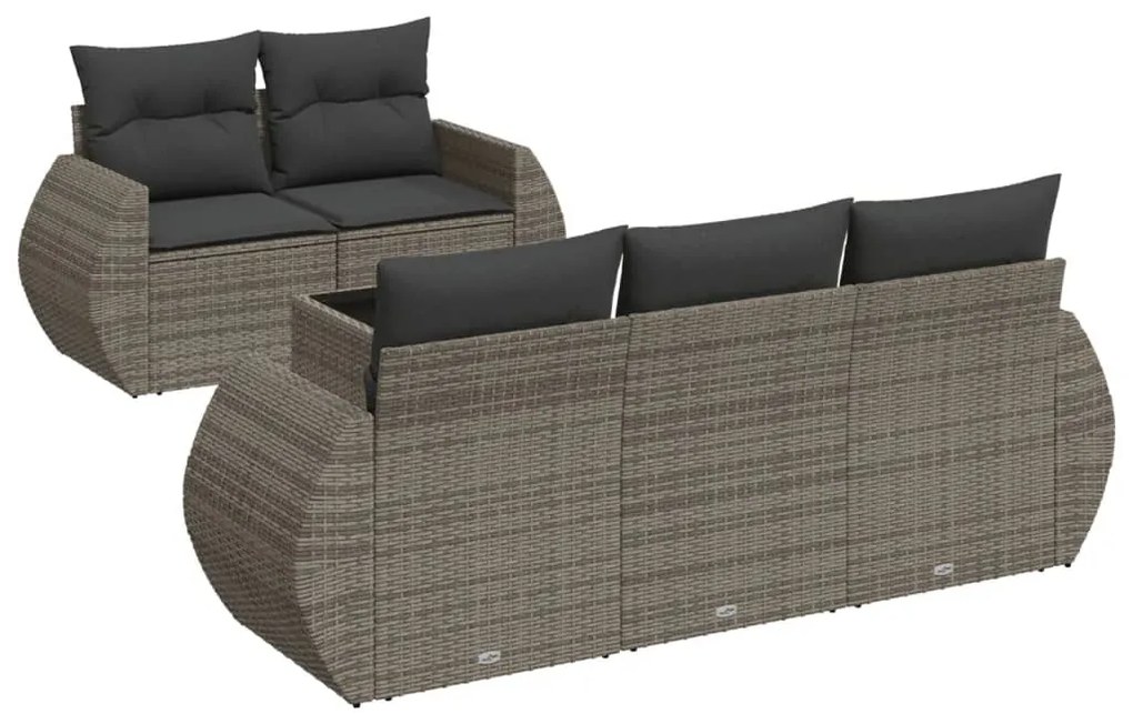 Set divano da giardino 6 pz con cuscini grigio in polyrattan