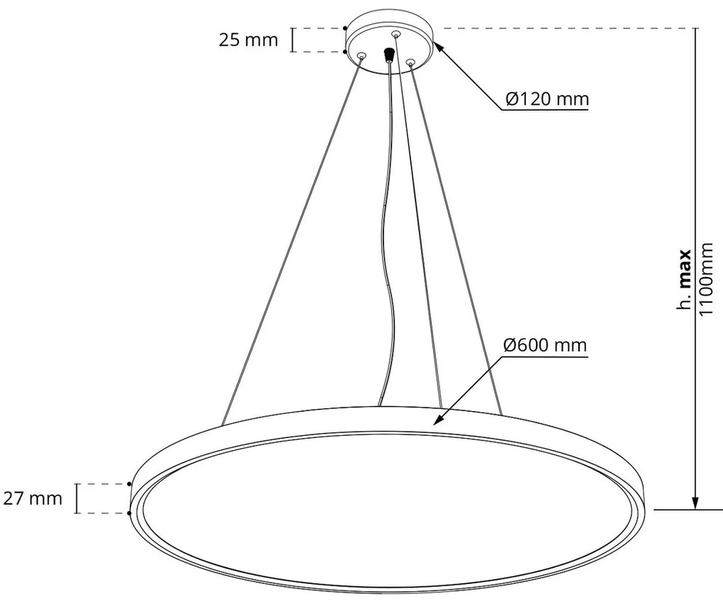 Pannello LED Rotondo a Sospensione 50W Slim CCT Ø600mm IP20 - Bianca