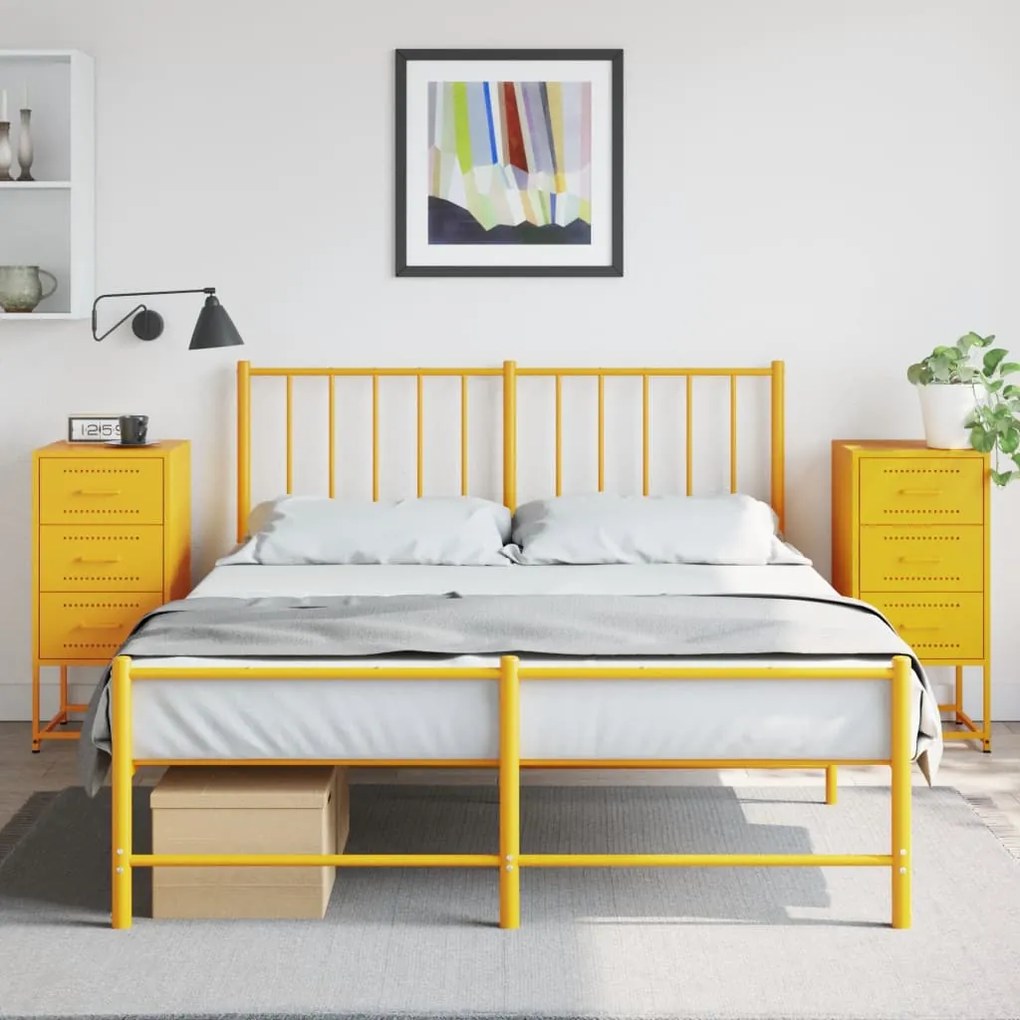 Comodini 2 Pz Giallo Senape 36x39x78 Cm İn Acciaio /