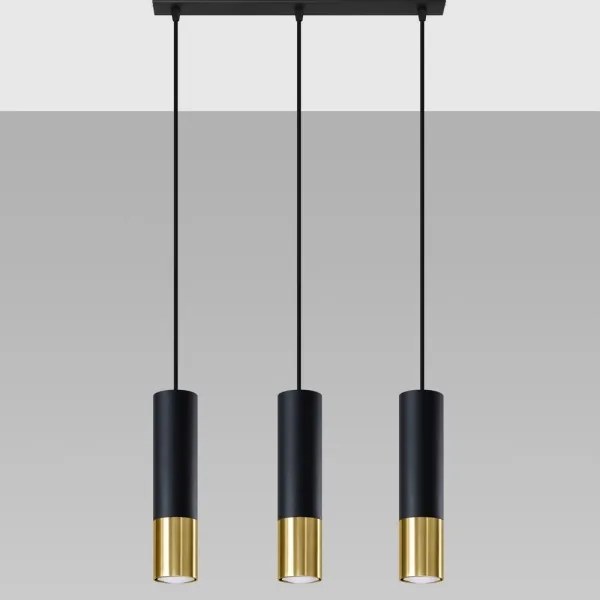 Sollux SL.0954 - Lampadario a sospensione con filo LOOPEZ 3xGU10/10W/230V nero/oro