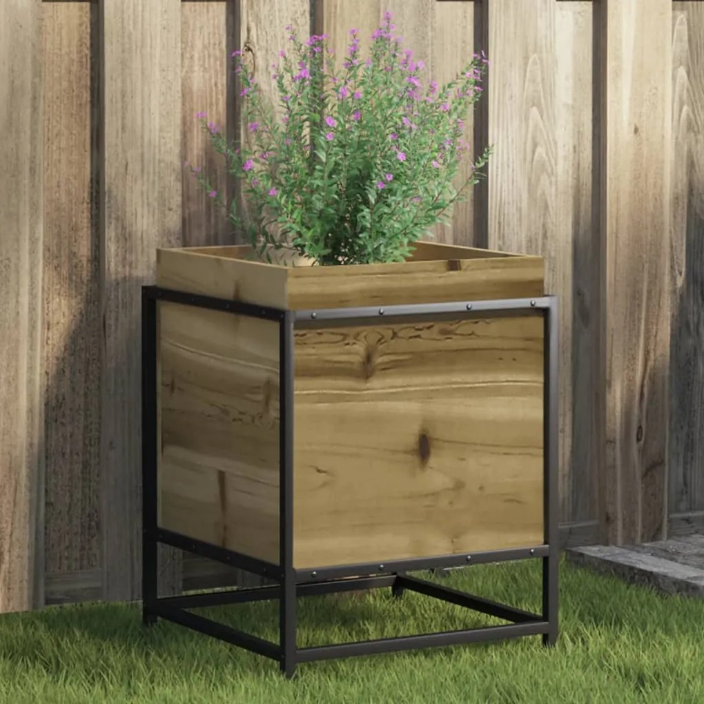 Fioriera Da Giardino 40x40x50 Cm İn Legno Di Pino Impregnato /