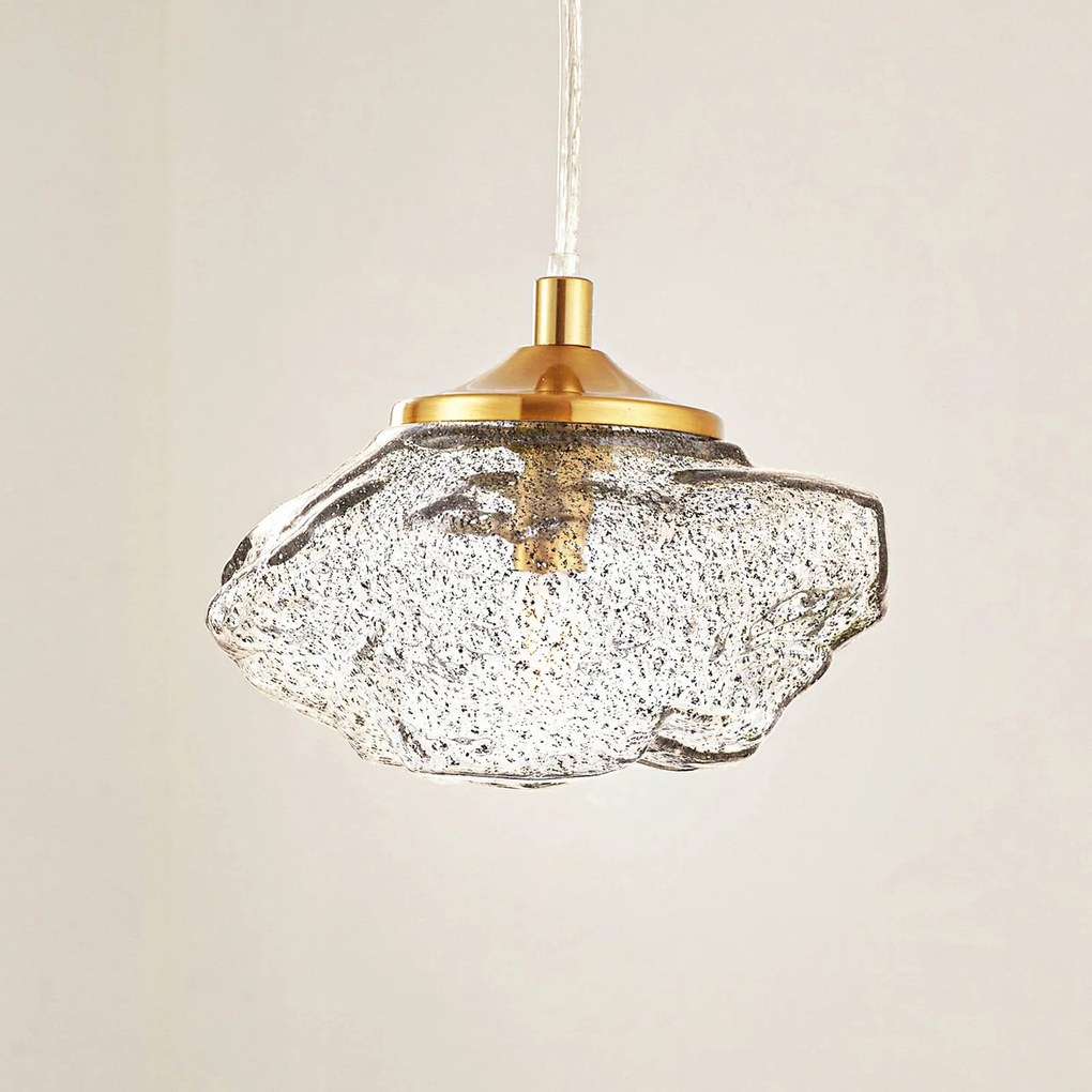 Lampada a sospensione in vetro Piatra Lindby, dimmerabile, Nero, Soggiorno / Sala da pranzo, Vetro, Moderno, Lampada a sospensione