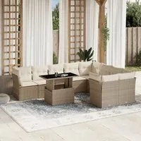 Set Divano da Giardino 10 pz con Cuscini Beige in Polyrattan 3266838