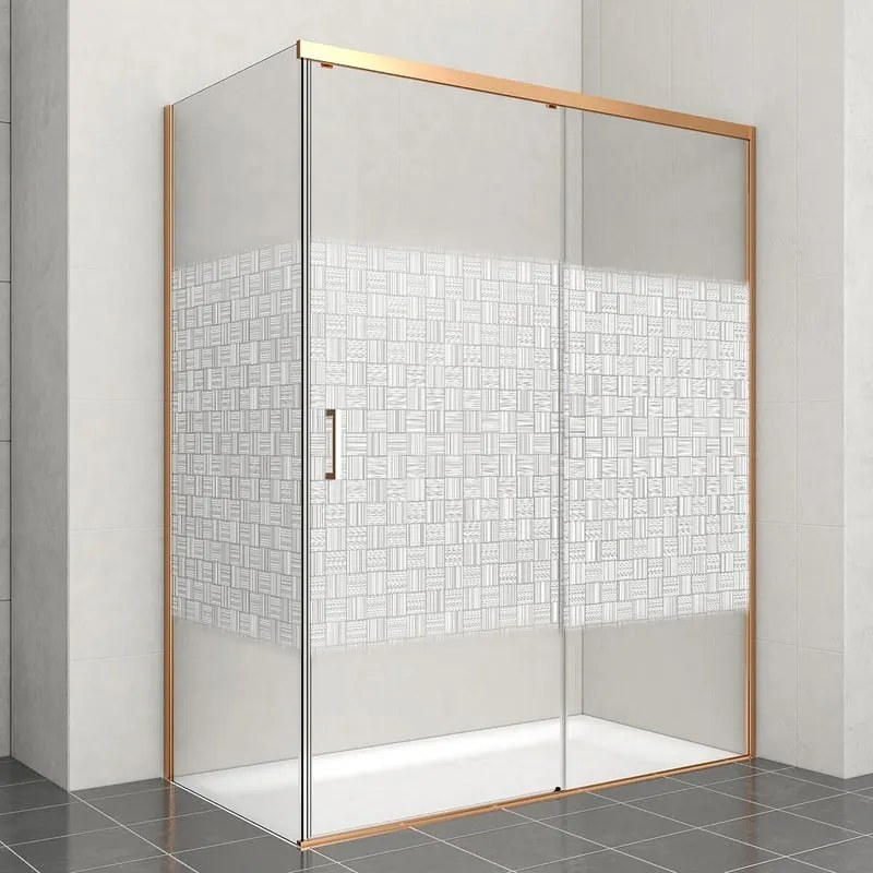 Porta doccia scorrevole L 158-159.5 cm x H 200 cm per nicchia in vetro smerigliato SP. 6 mm, profilo dorato, serie Jazz