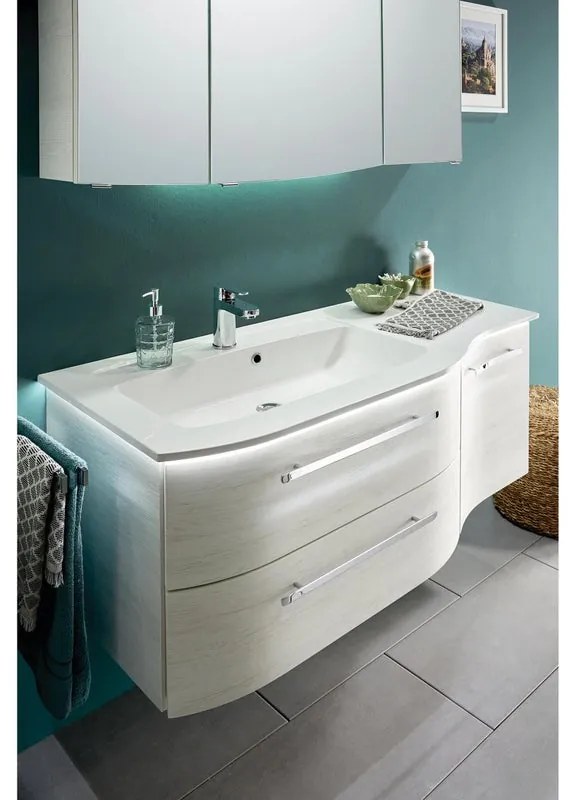 Lavabo integrale rettangolare L 120.7 x H 2.5 x P 46 cm in resina bianco