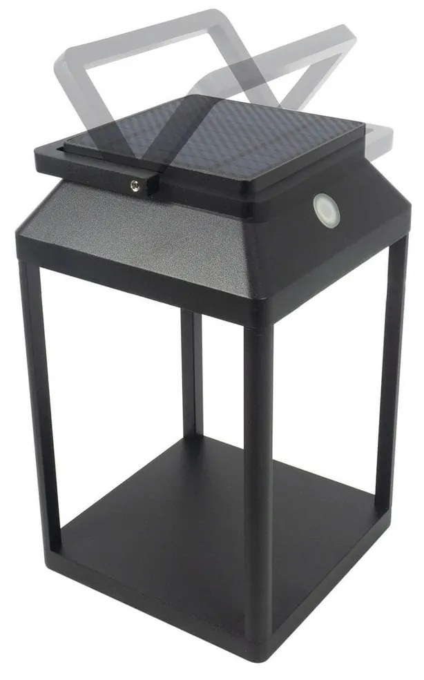 Lanterna Portatile Ricaricabile Solare e USB Nera Dimmerabile