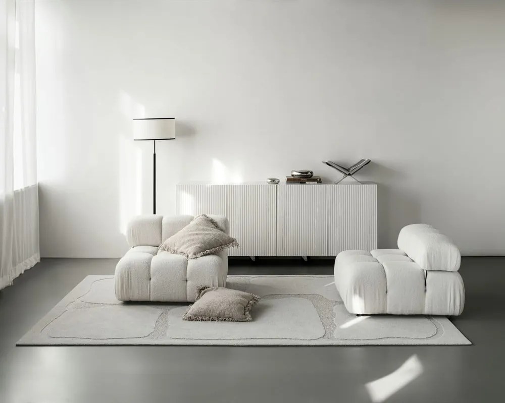 Tappeto in lana grigio chiaro 133x190 cm Morphic Organica - Agnella