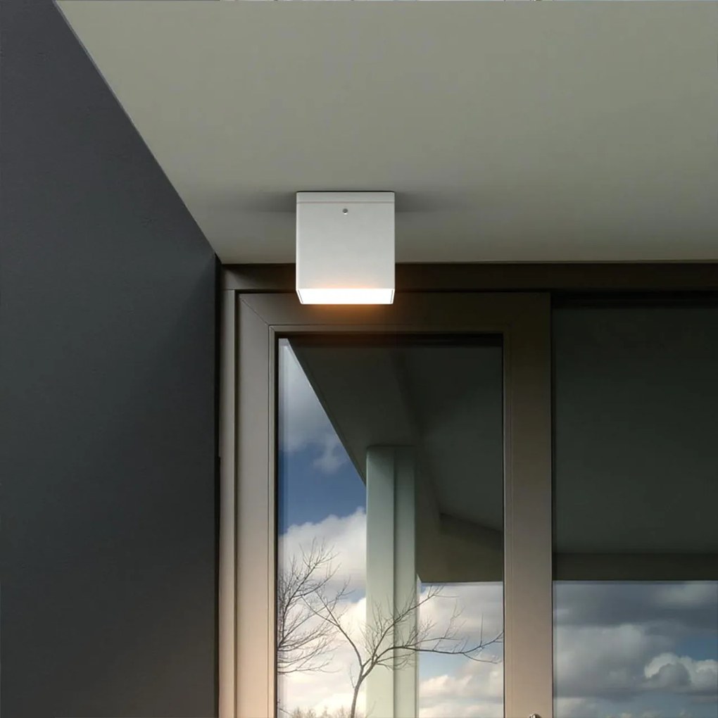 Applique da soffitto Quadrata GU10 IP54 in Alluminio e Vetro
