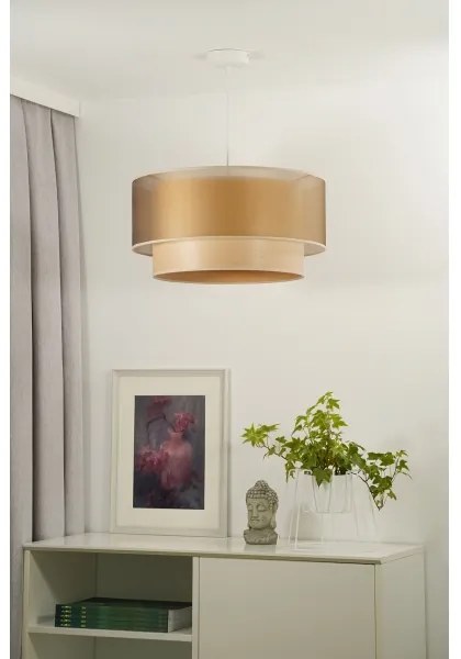 Duolla - Lampadario a sospensione con filo WOOD BOHO 1xE27/15W/230V diametro 45 cm rame/beige