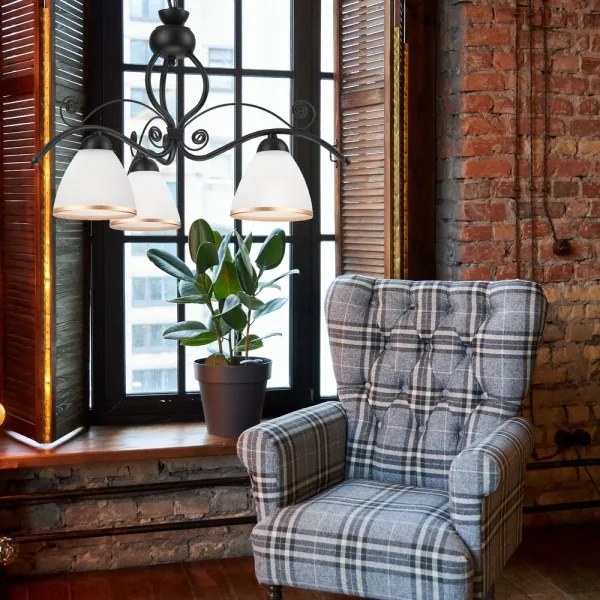 Lampadario a sospensione con catena RETRO II 3xE27/60W/230V nero