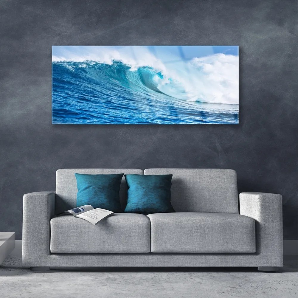 Quadro acrilico Onde Mare Cielo Nuvole 125x50 cm