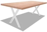 Tavolo da pranzo in legno e metallo con piedi a X bianchi - 160x90 cm