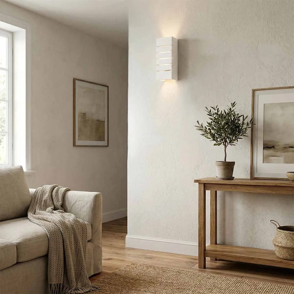 Applique da Parete E14 RIFT Rettangolare in Gesso Pitturabile