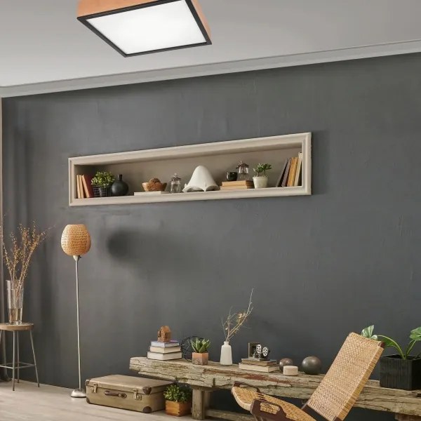 Plafoniera OAK SQUARE 4xE27/15W/230V 48x48 cm quercia/nero