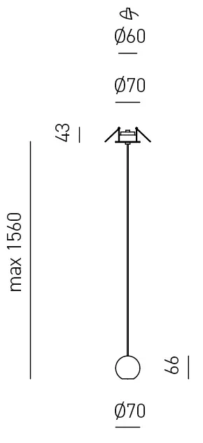 Sospensione Contemporanea Guya Alluminio Nero Satinato 1 Luce Led Da Incasso