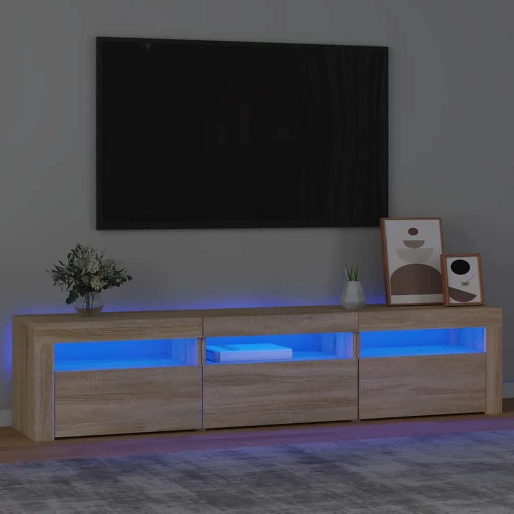 Mobile Porta Tv Con Luci Led Rovere Sonoma 180x35x40 Cm /