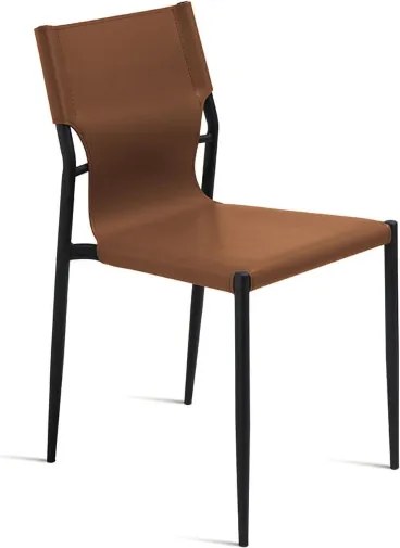 Sedia in simil cuoio Marrone con struttura in metallo Nero SVEVA 2 sedie