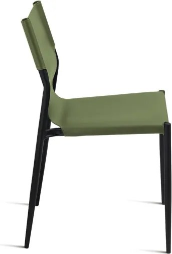 Sedia in simil cuoio Verde con struttura in metallo Nero SVEVA 2 sedie