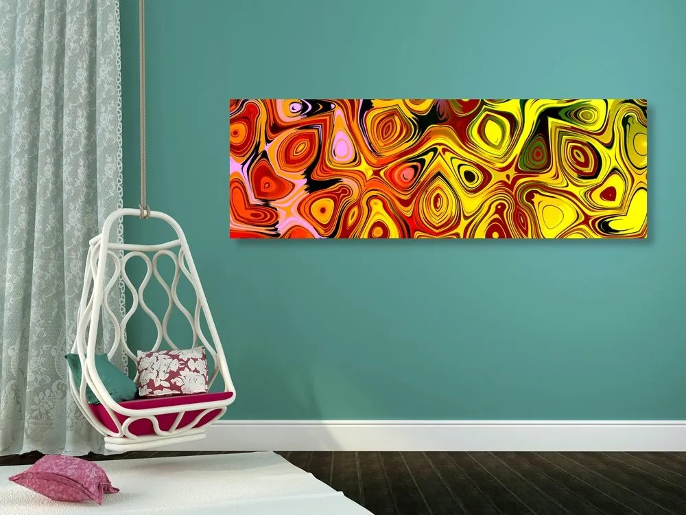 Quadro su tela – Arte creativa in sfumature di rosso e giallo