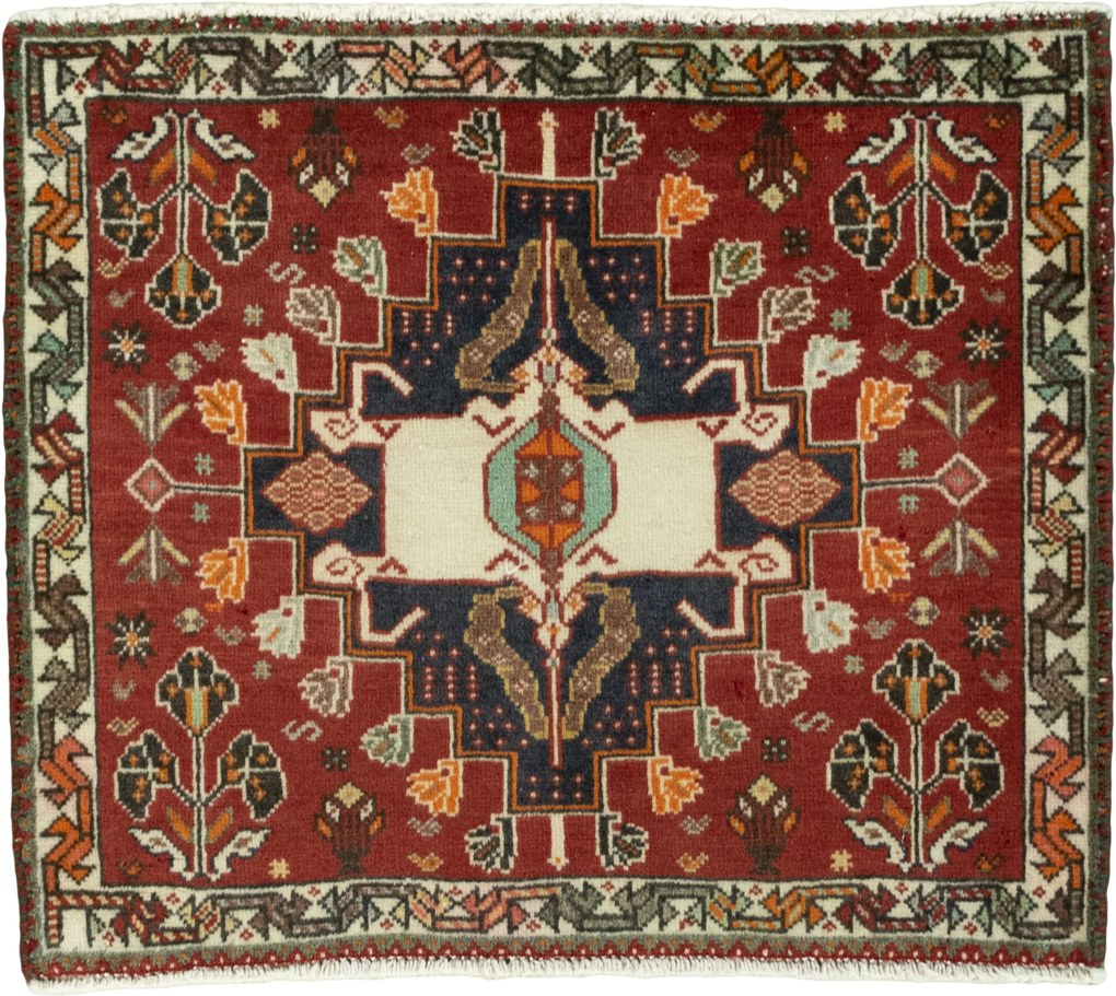 Shiraz Tappeto persiano 50 x 60 Rosso (Iran) Annodato A Mano