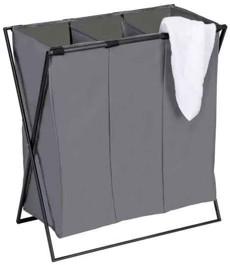 WENKO 71297800 - Cesto porta biancheria TRIO 69x76 cm grigio/nero