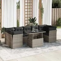 Set Divano da Giardino 8 pz con Cuscini Grigio in Polyrattan 3326121