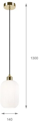 Lampadario a sospensione con filo HARMA 1xE27/15W/230V diametro 14 cm bianco/oro