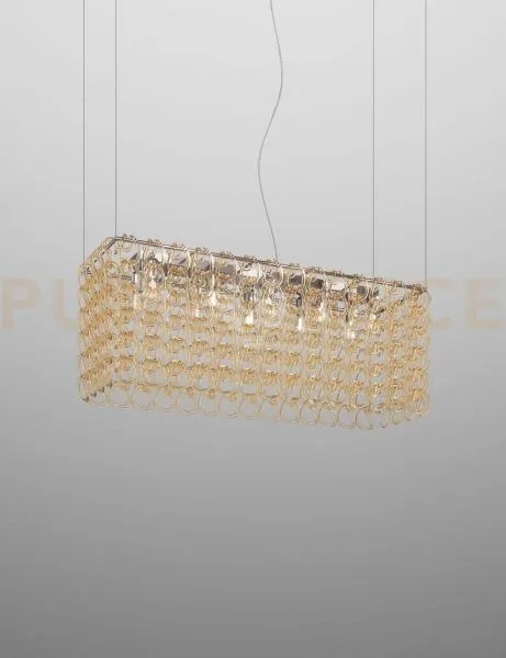 Giogali sospensione r1b cristallo ambra e cromo lucido 10 luci atta...