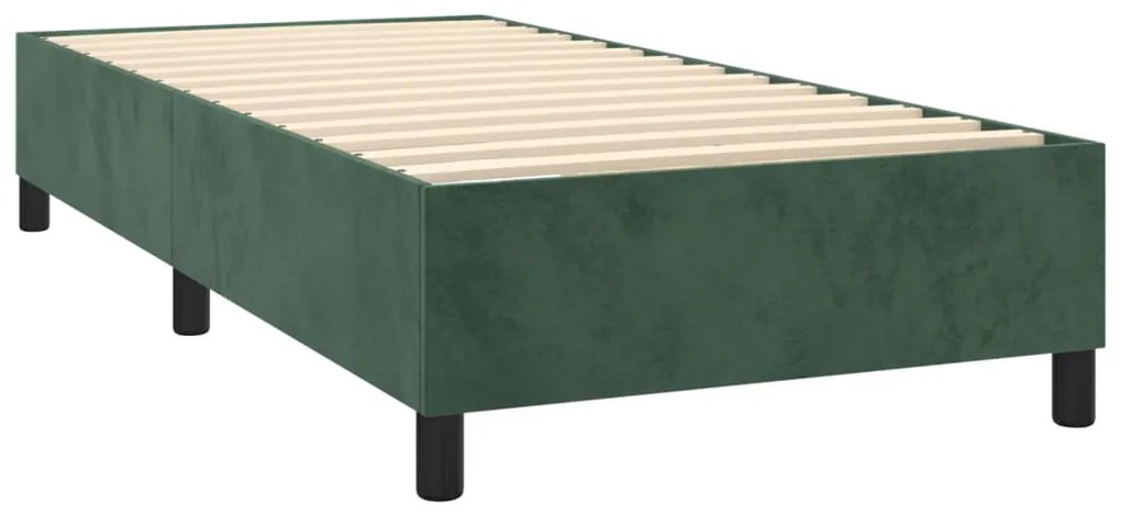 Letto a molle con materasso e led verde scuro 80x200cm velluto