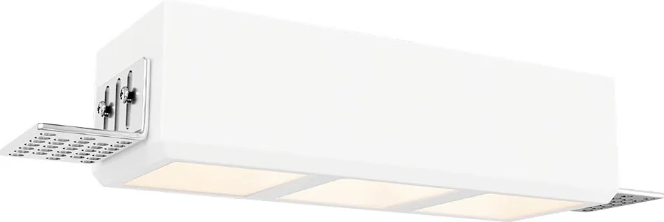 Portafaretto Rettangolare 220x80mm 3xGU10 in Gesso Pitturabile