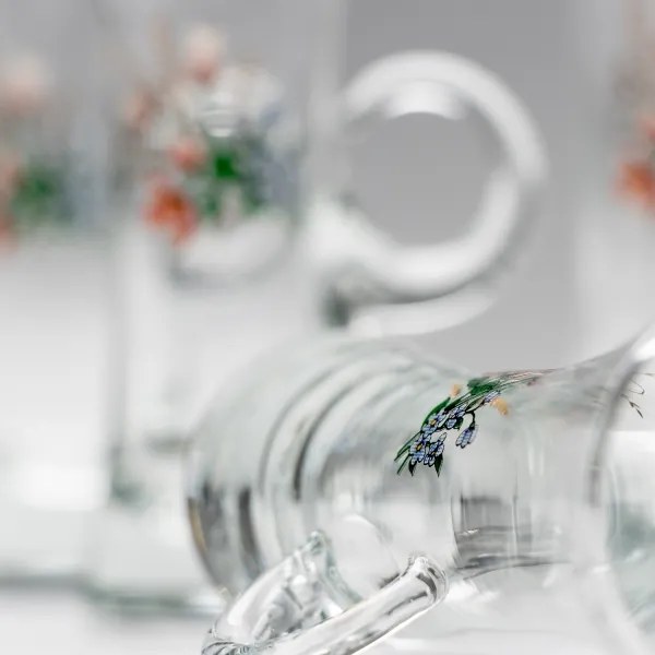 Set 6x Bicchiere da liquore con manico limpido con motivo a bouquet no 3