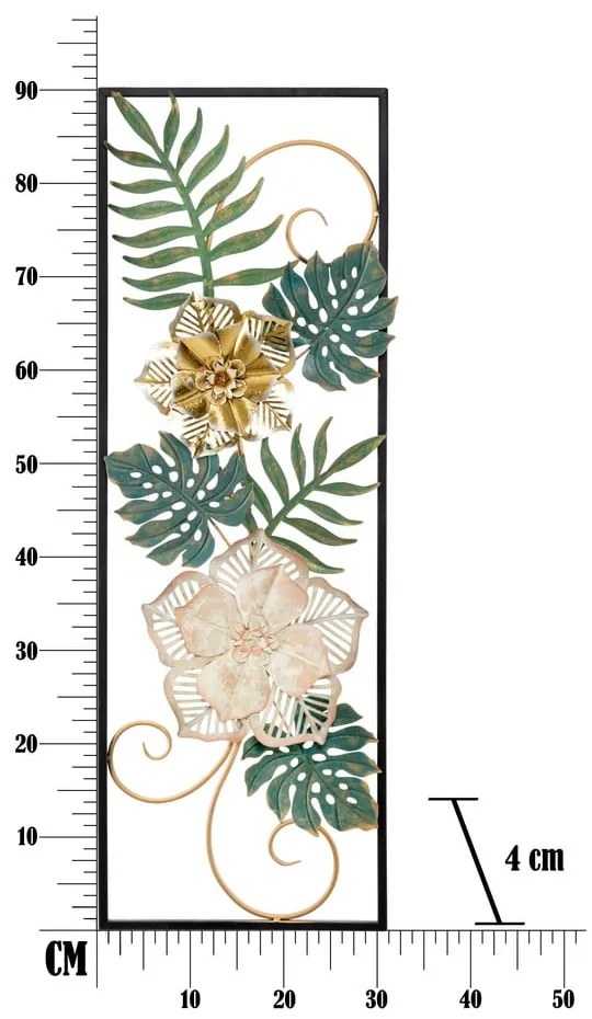 Decorazione da appendere in metallo con motivo floreale Mauro Ferretti -A-, 31 x 90 cm Campur - Mauro Ferretti