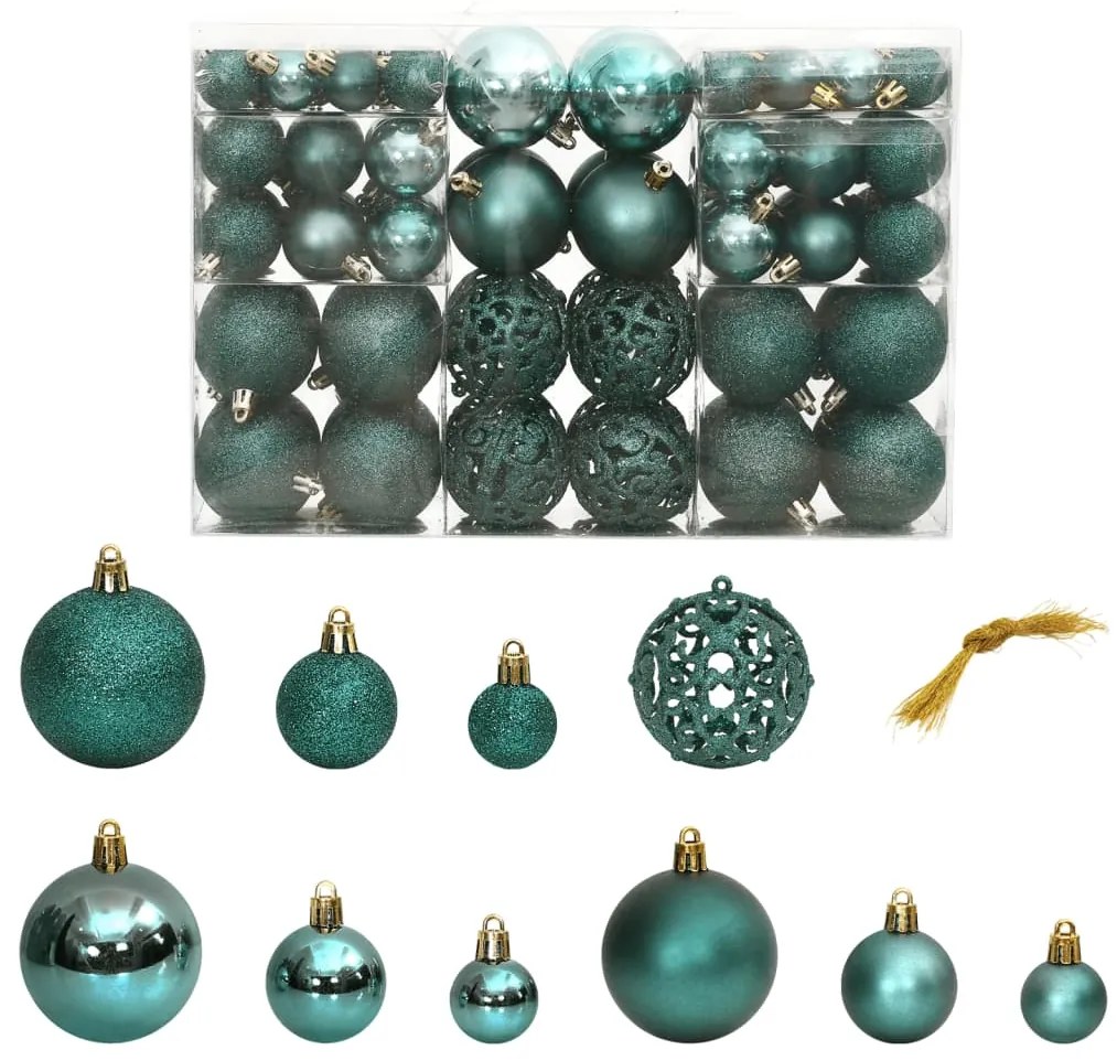 Set Palline di Natale 100 pz 3/4/6 cm, Verdi