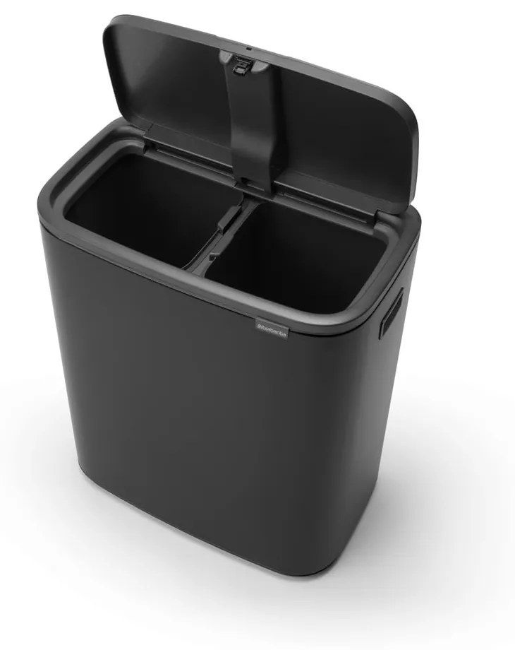 Bidone in acciaio nero opaco touch per raccolta differenziata 60 l Bo Touch Bin - Brabantia