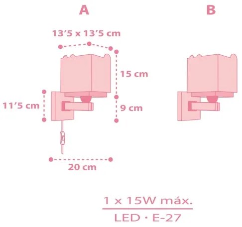 Dalber 63119S - Applique per bambini JUNGLE 1xE27/15W/230V rosa