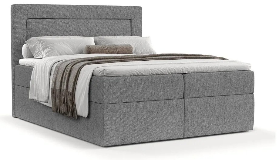 Letto boxspring grigio con contenitore 140x200 cm Imagine - Maison de Rêve