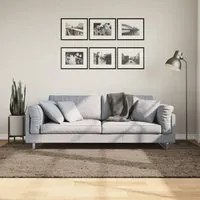 Tappeto a Pelo Lungo Effetto Lucido Grigio 160x230 cm 375678