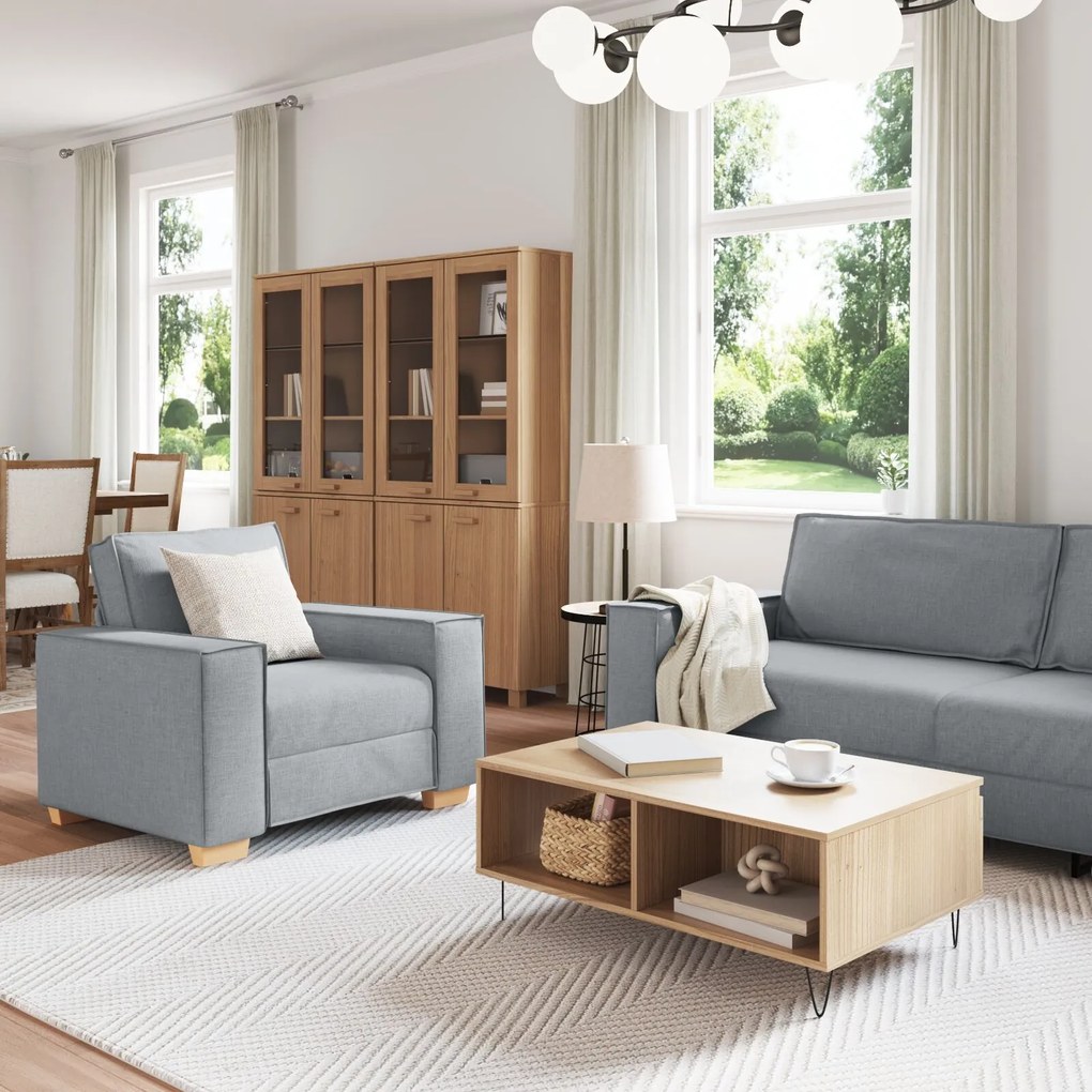 Set di divano 3 pezzi con cuscini grigio chiaro