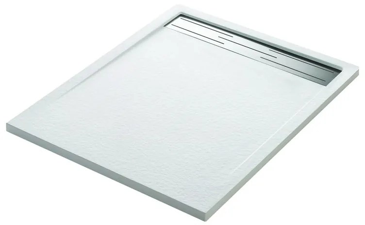 Piatto doccia SENSEA in resina Neo Metal Grid L 70 x L 100 x H 3 cm bianco opaco effetto pietra