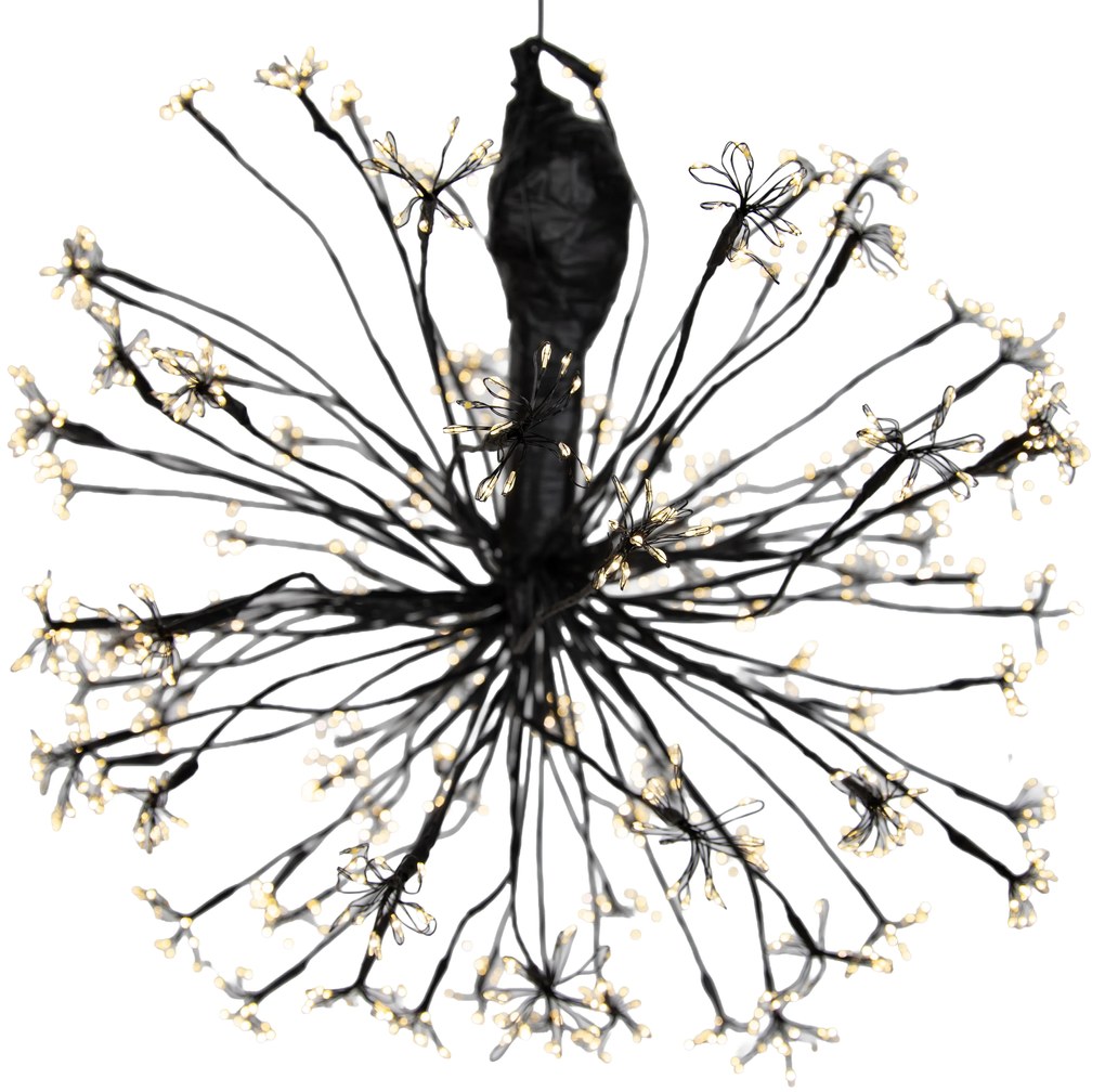 Lampada a sospensione natalizia sferica nera 60 cm con LED e timer IP44 - Nobu